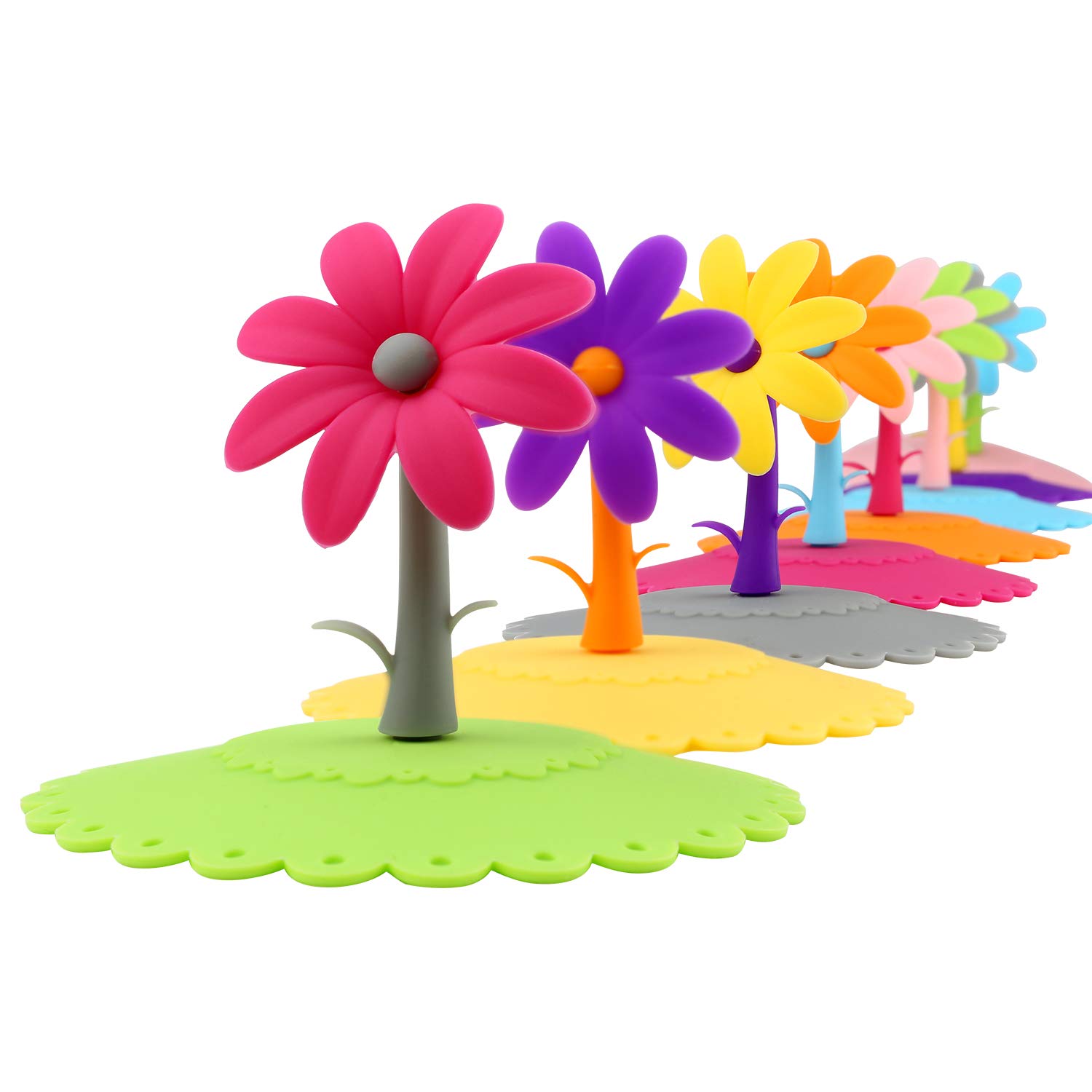 AINIMI Silicone Cup Lid, Food Grade Creative Cute Cute Coffee Tea Cup Lid 8 Piece Set, Dust Sealed Silicone Drink Cup Lid Hot Cup Lid