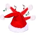 Singing and Dancing Electric Christmas Santa Hat for Adults Kids, Swing Musical Funny Toy Hat, Plush Velvet Christmas Cap in Traditional Red White Party Hat for Christmas New Year Party Supplies Xmas