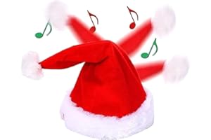 SZTLKHH Singing and Dancing Electric Christmas Santa Hat for Adults Kids, Swing Musical Funny Toy Hat, Plush Velvet Cap in Traditional Red White Party Hat for Christmas New Year Party Supplies Xmas