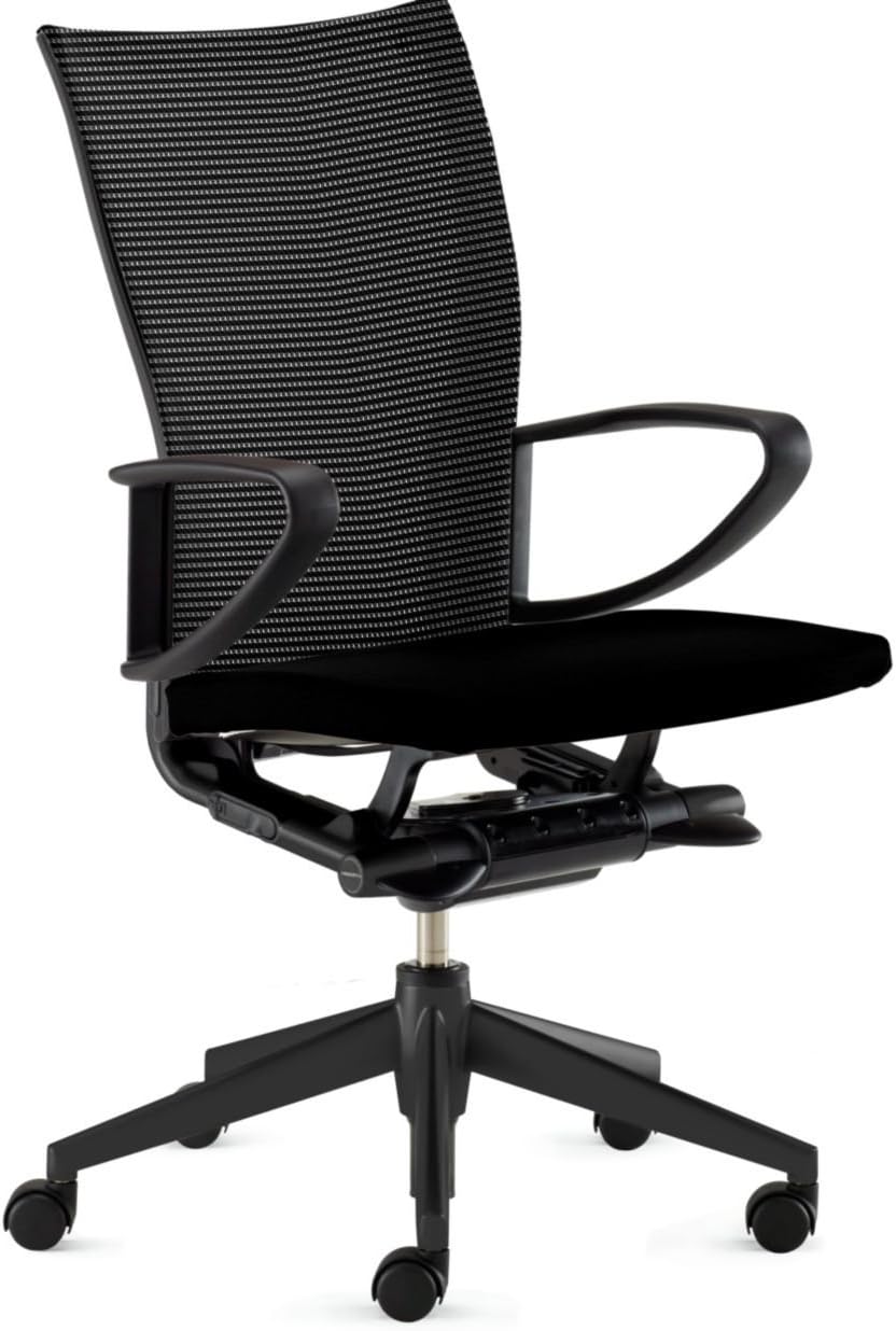 X99 Task Chair by Haworth: Basic Model - Lumbar Support - Loop Arms - Standard Hard Floor/Carpet Casters - Black Base - Black Mesh Back - Black Fabric