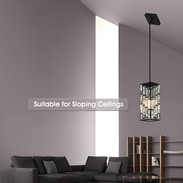 BESYTAL CRYSTAL PENDANT LIGHTS KITCHEN ISLAND 2 PACK, MODERN BLACK CHANDELIER HEIGHT ADJUSTABLE, HANGING LIGHTS FOR KITCHEN ISLAND DINING ROOM BEDROOM