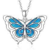 AOVEAO Butterfly Necklace 925 Sterling Silver Butterflies Pendant Necklace Animal Jewelry Gifts for Women