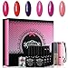 Perfect Summer Gel Nails Polishes Starter Kits 6pcs Colors Gel Polish + Clear Base Coat and Top Coat + Nail Files with 3 Watt UV/Led Portable Lamp and Nail Decorations Jewellery Sets #01