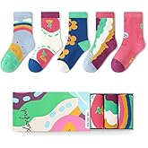 HUMAN FEELINGS Girls Fun athletic Socks Bright Colors Pack of 5