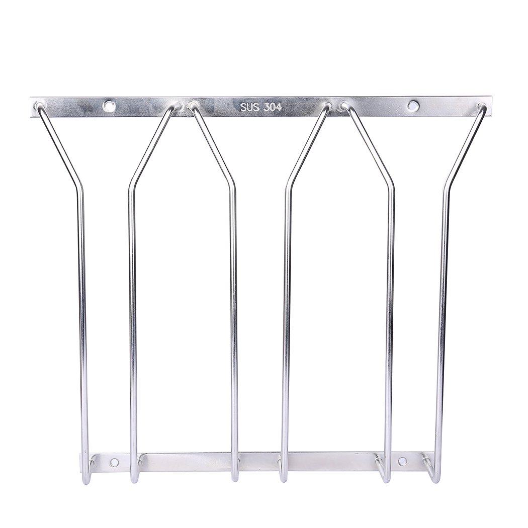 Dianoo Wine Glass Rack with 3 Rows Wire Hanging Frame, Stainless Steel Table Stand Under a Cabinet [10.78 Inch] [Plate]