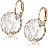 XUPING Round Crystal Leverback Earrings Sparkly Elegant Austrian Crystals 18K Platinum Plated Hypoallergenic Delicate Jewelry Gifts For Women Party