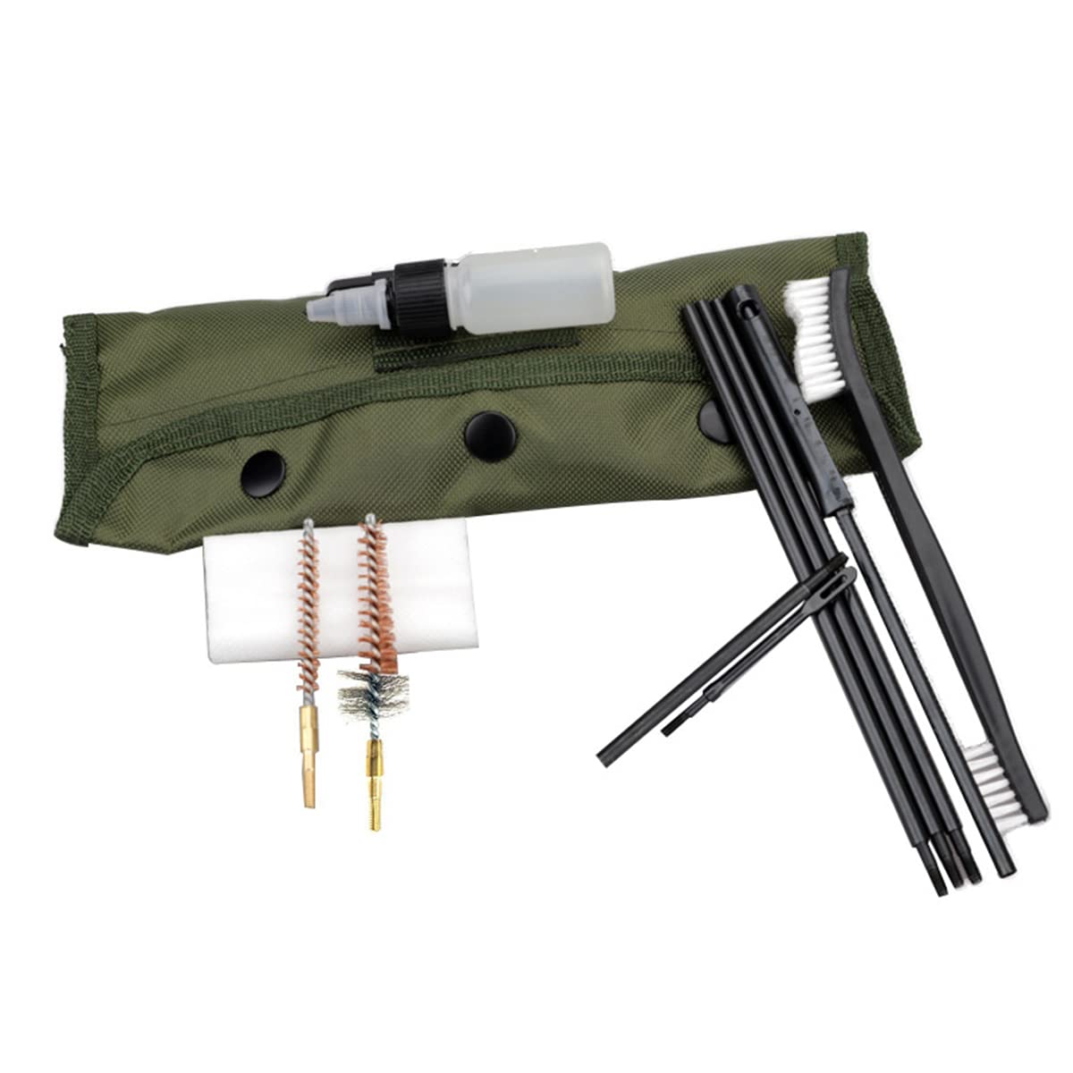 MACHSWON 1 Set Hunting Gun Cleaning Kit Pouch Cleaner Brush AR Series M16 Cleaning Brush M4 Full Set Rope Brush for 22cal 5.56mm Raffle Tube Brush