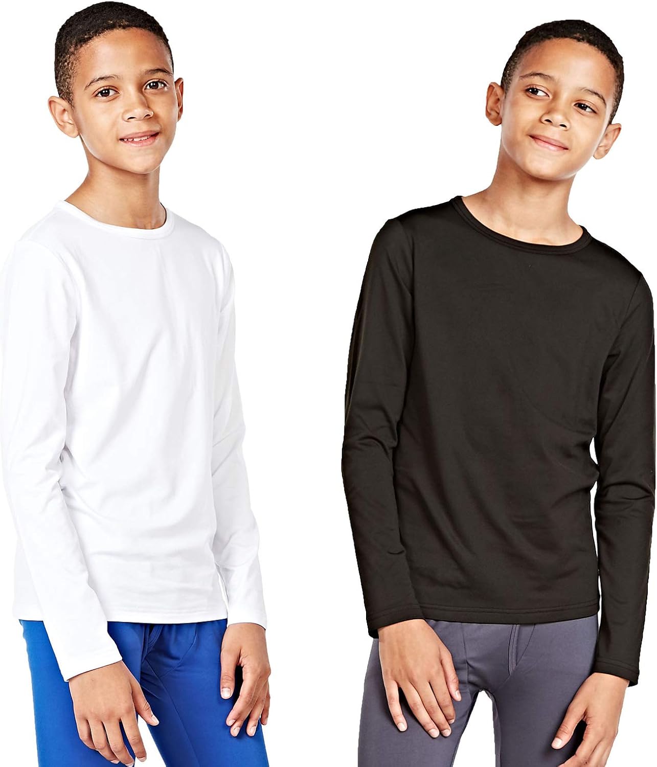 DEVOPS Boys 2-Pack Thermal Shirts Compression Long Sleeve Tops with Fleece Lined: Clothing