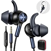 APETOO Wired Ear Buds Sport in-Ear Headphones w/Anti Fall/Hurt Wingtips, Mute Mic, Pure Stereo Bass, Noise Isolating Aux 3.5mm Earbuds for iPhone/Samsung/Android/Laptop/PC/School/Running/Small Ear