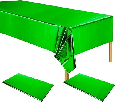 ELECLAND Green Plastic Tablecloth 137 x 274 cm Rectangular Foil