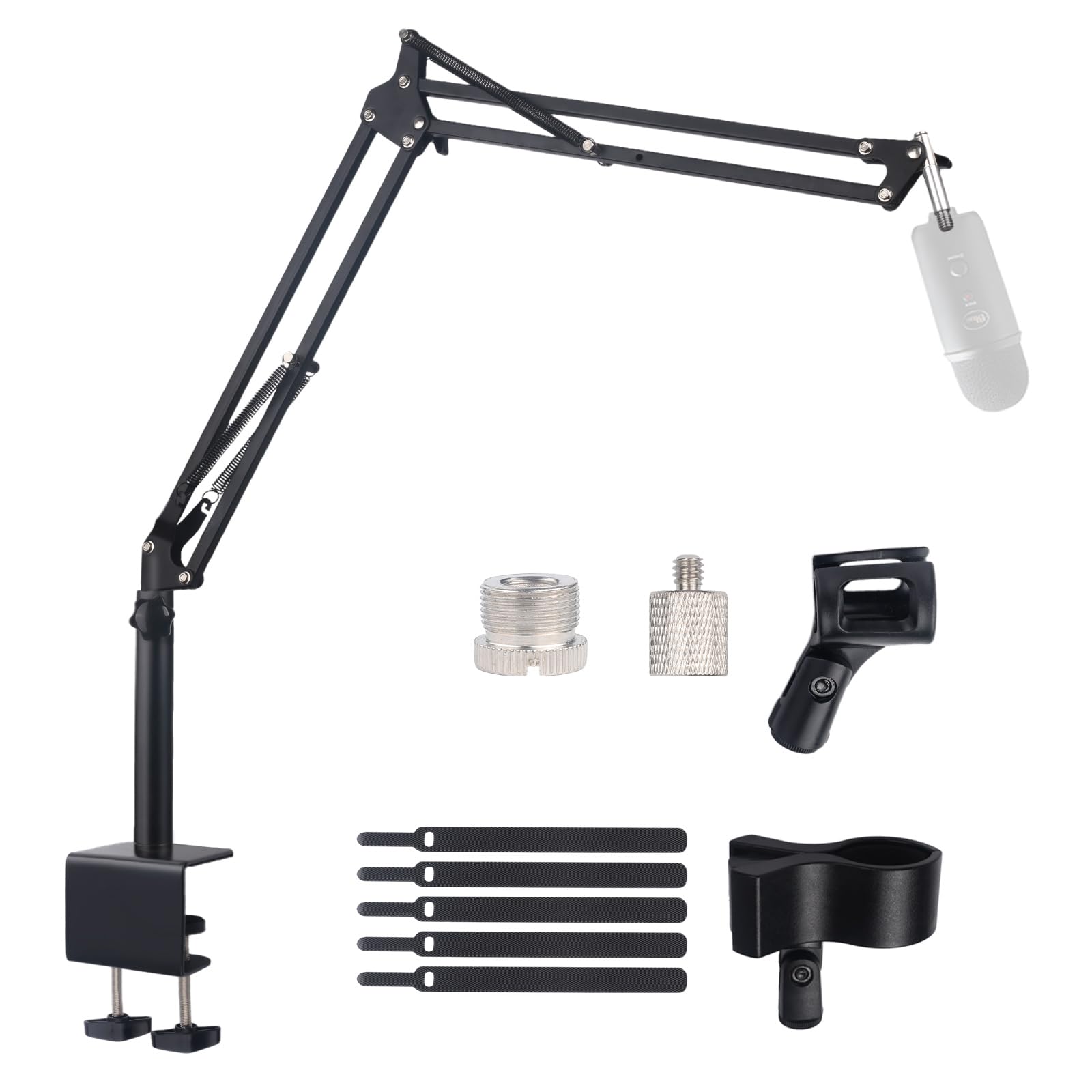 Photo 1 of Lemxadd Microphone Stand Mic Boom Arm for Blue Yeti HyperX QuadCast SoloCast Yeti Nano Snowball SM7B Q2U Fifine K669B and Other Mics, Overhead Mic Stand Desk Boom Arm with 5/8" 1/4" Adapter