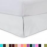 SHOPBEDDING White Bed Skirt Queen Size - 18 inch Drop, Queen Bed Skirt with Split Corners, Tailored Pleated - White Bedskirts Queen Size, Poly/Cotton Bed Skirts in Many Sizes and Colors