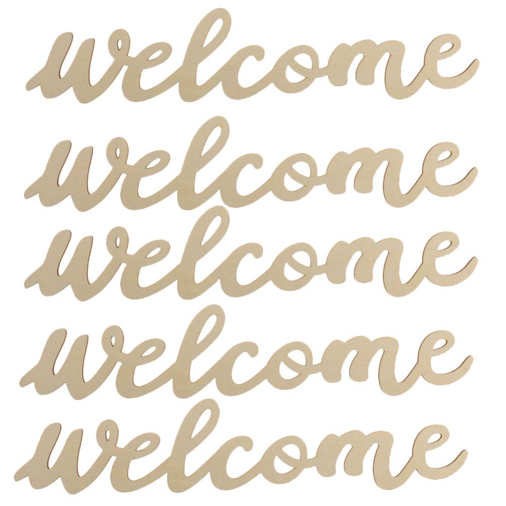 STOBOK Wooden Welcome Sign for Front Door Hanging with Rope Rustic Doorplate Decor for Home Restaurant Bar Wedding Cafe and Hotel Greeting
