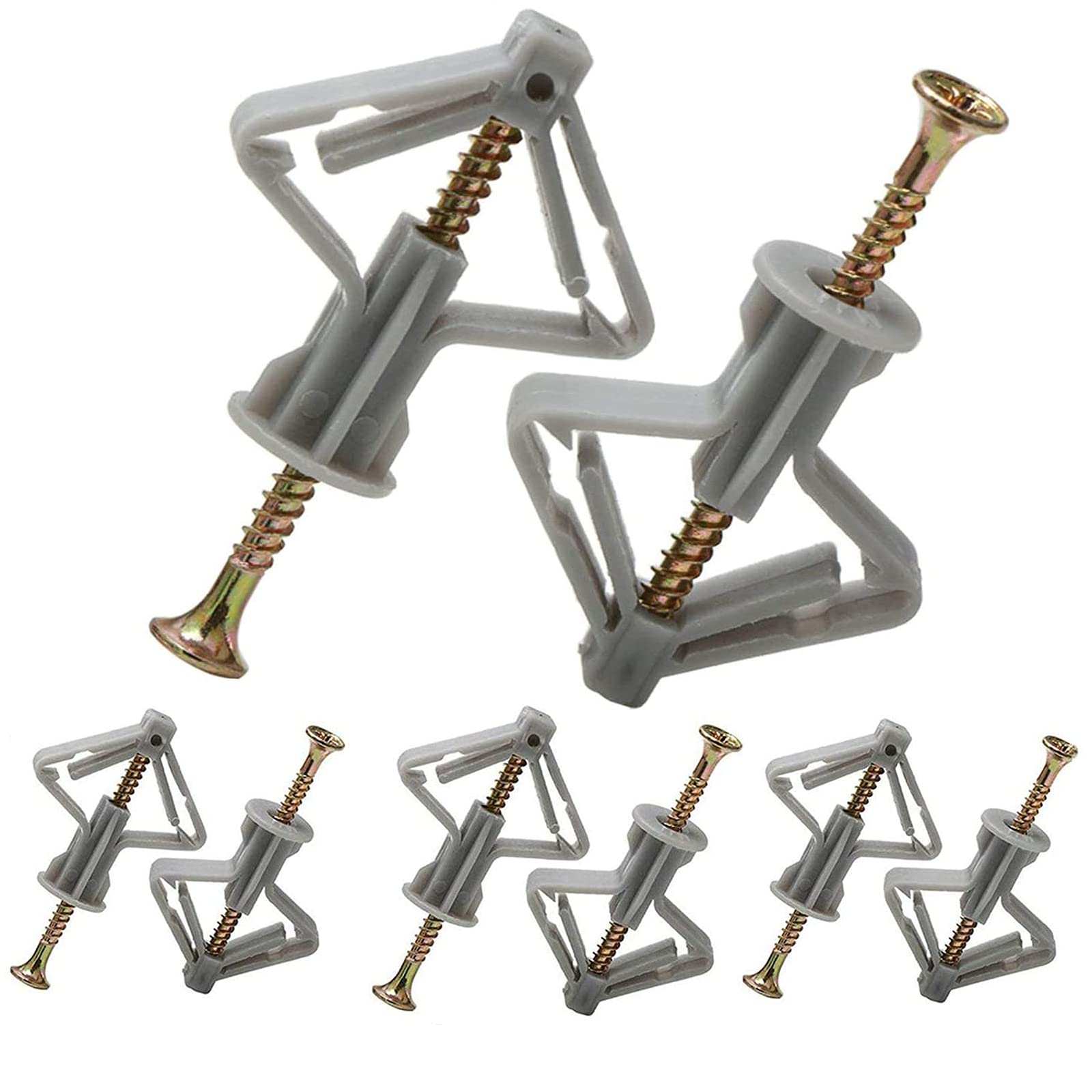 Plasterboard Wall Fixing Plastic Expansion/Plug Anchor Bolts Anti Rotate Heavy Duty with Countersunk Screws for TV Wall Brackets Hollow Drywall Cavity (Grey, 30PCS) — image 1