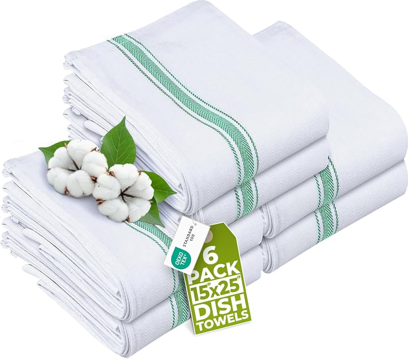 Utopia Towels Green Dish Towels 6 Pack 15 x 25 Inches 100% Ring Spun Cotton