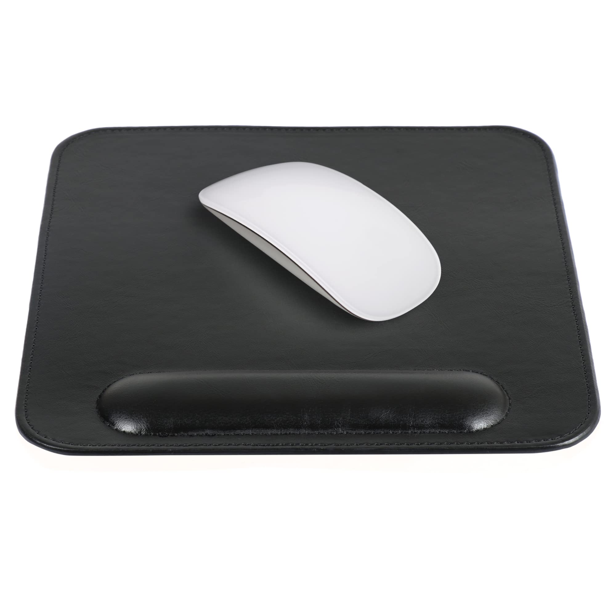 Londo Leather Mouse Pad with Wrist Rest - Ergonomic Desk Pad for Mouse & Trackpad - Non-Slip, Smooth Surface - 8.2" x 8.2"