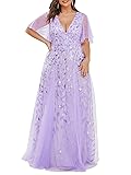 Ever-Pretty Womens Plus Size V-Neck Sequin