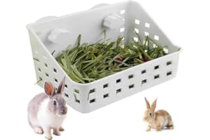 kathson Rabbit Hay Feeder Large Hay Manger Less Wasted Grass Holder Rack Food Dispenser Small Animal Plastic Bowl for Rabbits Bunny Guinea Pigs Rat Chinchilla(White