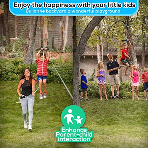 HiNa Zip Line Kit 80ft Zipline Kits for Backyard Kids Play Set Zipline with Seat Handles