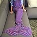 FEESHOW Handcrafted Crochet Knitting Mermaid Tail Blanket Sofa Blanket Rug Soft Sleeping Bag for Adult Teens, 71.6