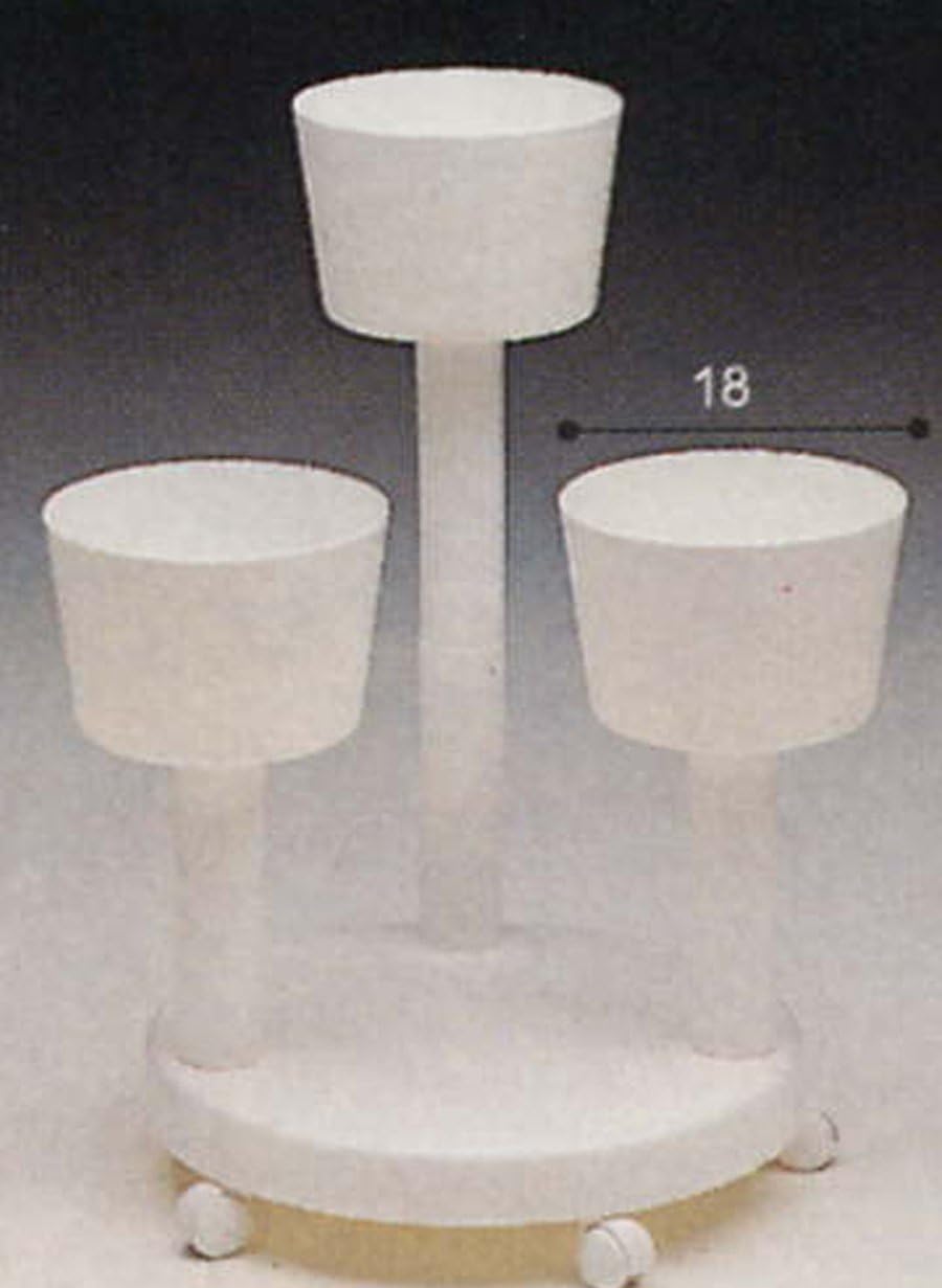 Plant Stand Three Flower Pots or Containers, Modular, White, Italian, Wheels