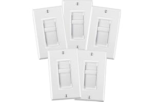 Leviton 5-Pack Decora Universal Dimmable LED, CFL and Incandescent SureSlide Slide Dimmer, 06672-HLW, White