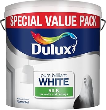 Dulux Trade Vinyl Silk Emulsion Paint Pure Brilliant White 10l Wickes Co Uk
