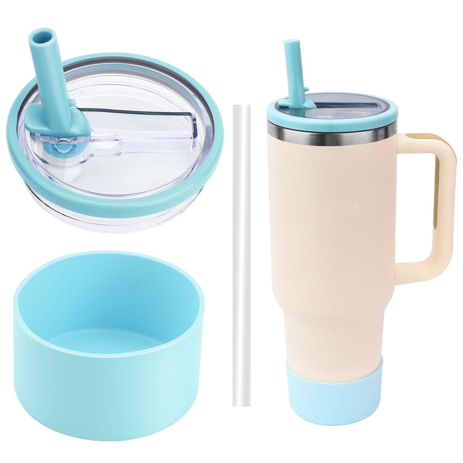 Stanley 40oz Tumbler Accessory Set, Includes Spill Proof Lid, Silicone Protective Boot, and Reusable Straw (Blue)