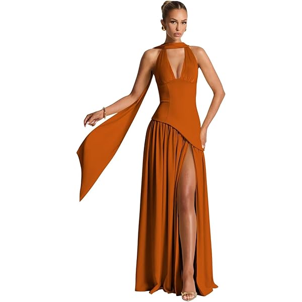 Amazon.com: Winaiwi Square Neck Chiffon Bridesmaid Dresses Auburn Short  Sleeves Formal Evening Gowns with Slit Wedding Guest Dress Size 0 : Clothing,  Shoes & Jewelry