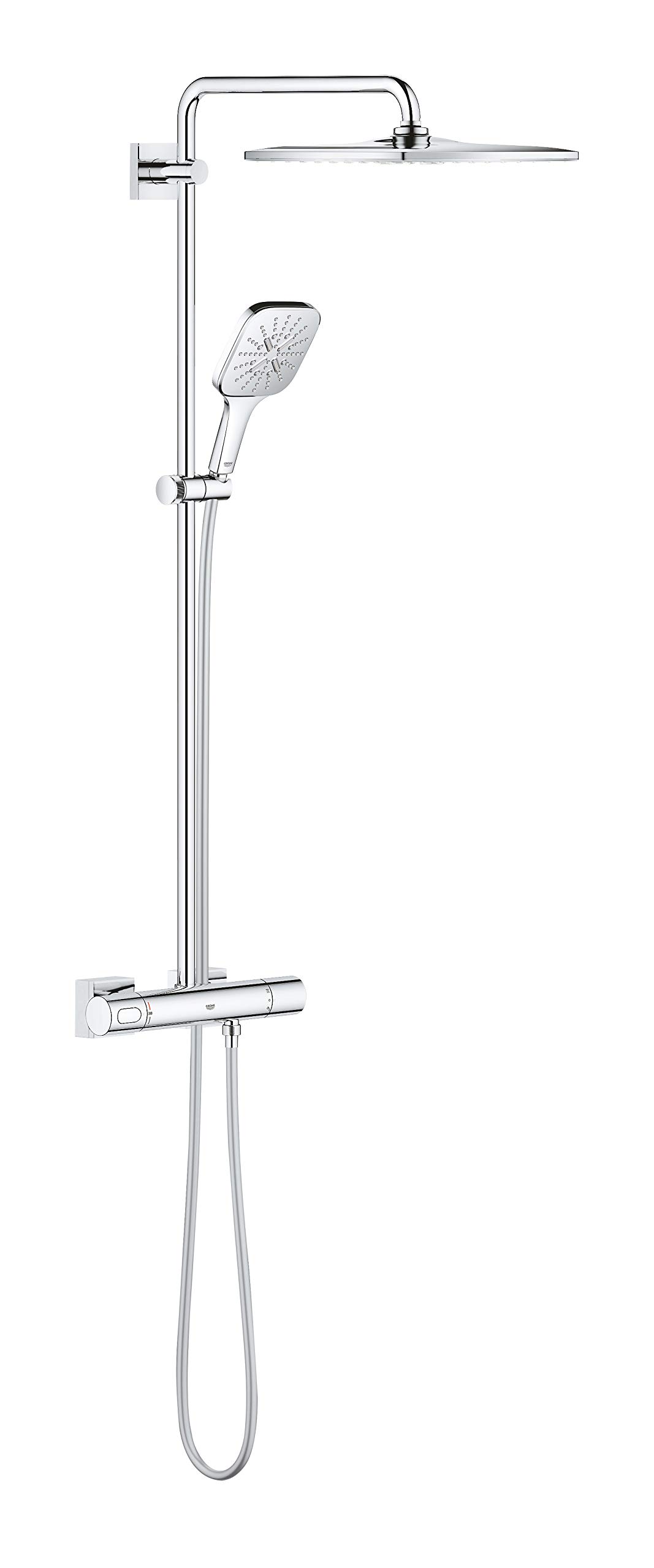 GROHE Rainshower 310 Smartactive Cube Shower System with Thermostat Chrome Finish, Wall-Mounted Made in Germany 26649000