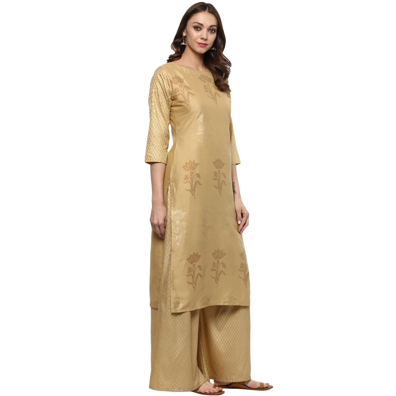 ziyaa women's polyester straight kurta