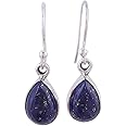 NOVICA Artisan Handcrafted Lapis Lazuli Dangle Earrings | .925 Sterling Silver Hook Earrings | Handmade Dangle Earring | Jewelry Dangle Earring | Artisan Earrings | Blue Birthstone Themed Earrings