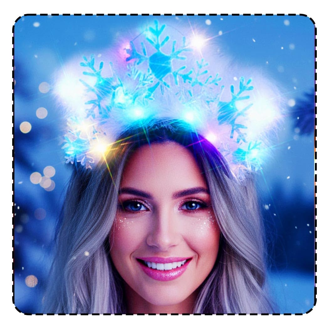 Fashband LED Headband Light Up Snowflake Hair Hoop Feather Hair Accessories for Women