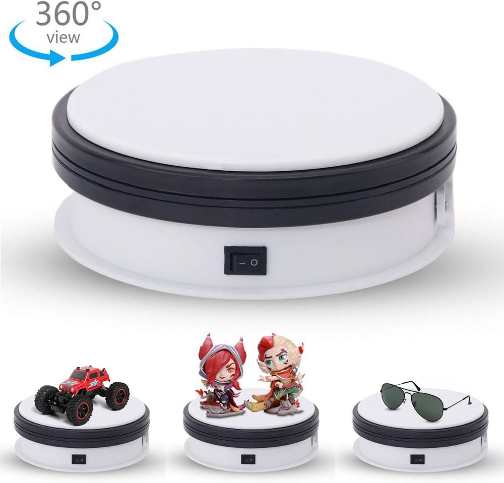 MonoDeal 20 kg Loading Turntable Display, Professional 360 Degree Rotating Pure White Kettle for Photography Diameter 15 cm – white