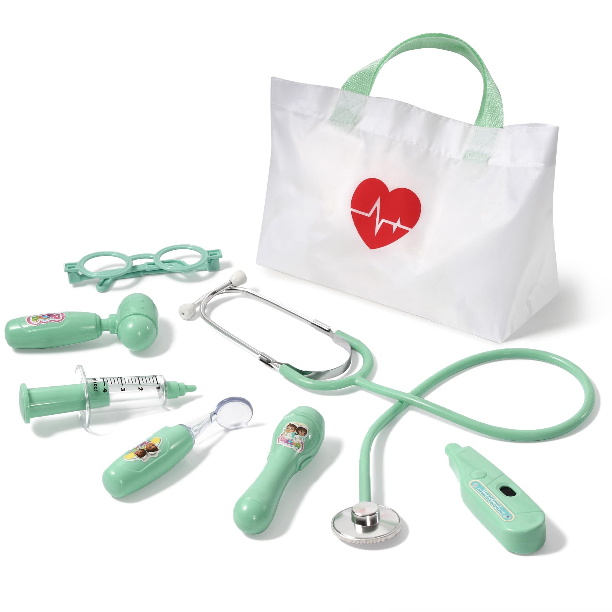Photo 1 of Phobby Kids Doctor Kit, 8 Pieces Kids Doctor Playset with Medical Storage Bag & Real Stethoscope, Pretend Play Doctor Toys for Toddler Boys Girls Aged 3 4 5 6 (Green)