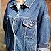Loose Women Blue Washed Pocket Button Boyfriend Denim Jacket Coat(M-Chest 42.5'', Blue)
