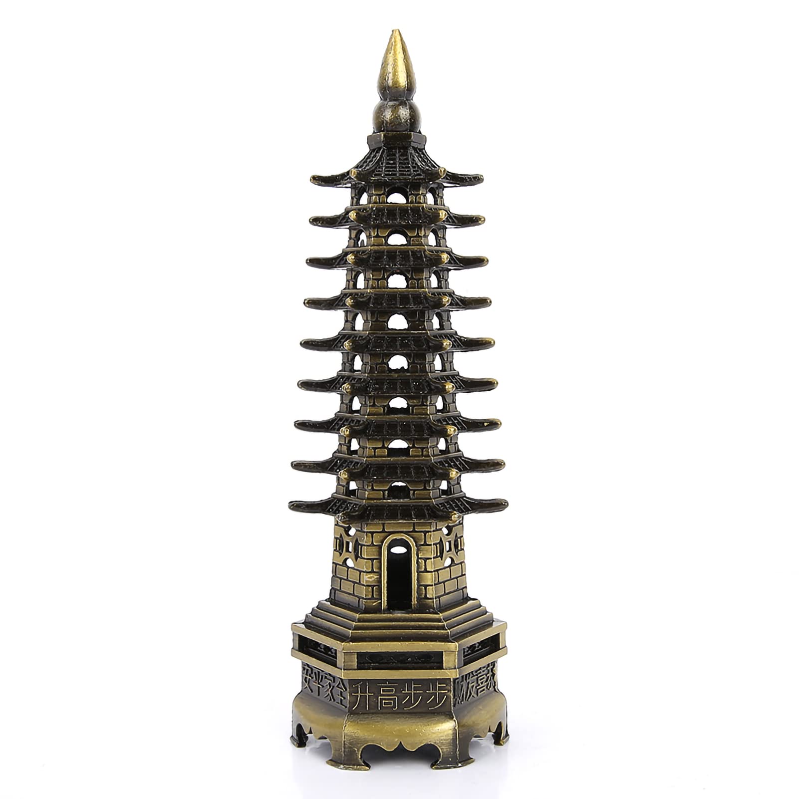 Small Japanese Pagoda Chinese Tower Temple of Heaven Model Wenchang Ornaments Figurines for The Home Ornament Metal Statue Wen Chang Decoration