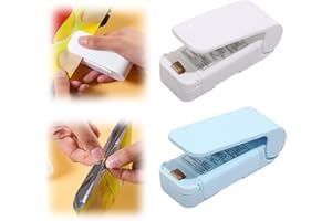 EDOTTBAG 2 Pcs Portable Mini Sealing Machine,Mini Bag Sealer Food Bag Sealing Machine,Portable food bag sealing machine,Mini Sealing Machine Heat Seal Tool for Plastic Bags Snack Bags (Blue+White)