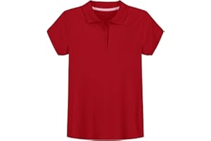 IZOD Girls' School Uniform Short Sleeve Polo Shirt, Button Closure, Comfortable & Soft Interlock Fabric