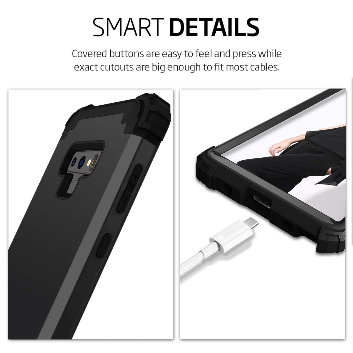 SHUANGFANG Samsung Galaxy Note 9 Protective Case,Defender Full Body Protection Rugged case Galaxy Note 9 (2018) (Note9 L Black)