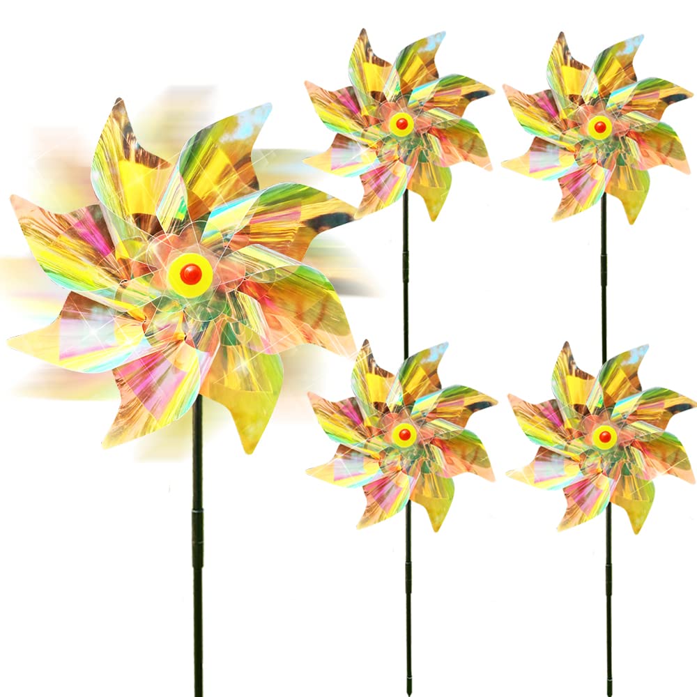 Bird Repellent Windmill,Bird Scarers Windmills For Garden,Pigeon Deterrent Reflective Bird Deterrent Scarer Windmill,Windmills for Children (5)