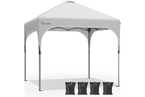 YITAHOME 8ft x 8ft Outdoor Ez Pop Up Canopy Gazebo Folding Tent Instant Camping Sun Shelter with Top Air Vent, for Commercial, Camping, and Beach (White) (FTPLCG-1003)