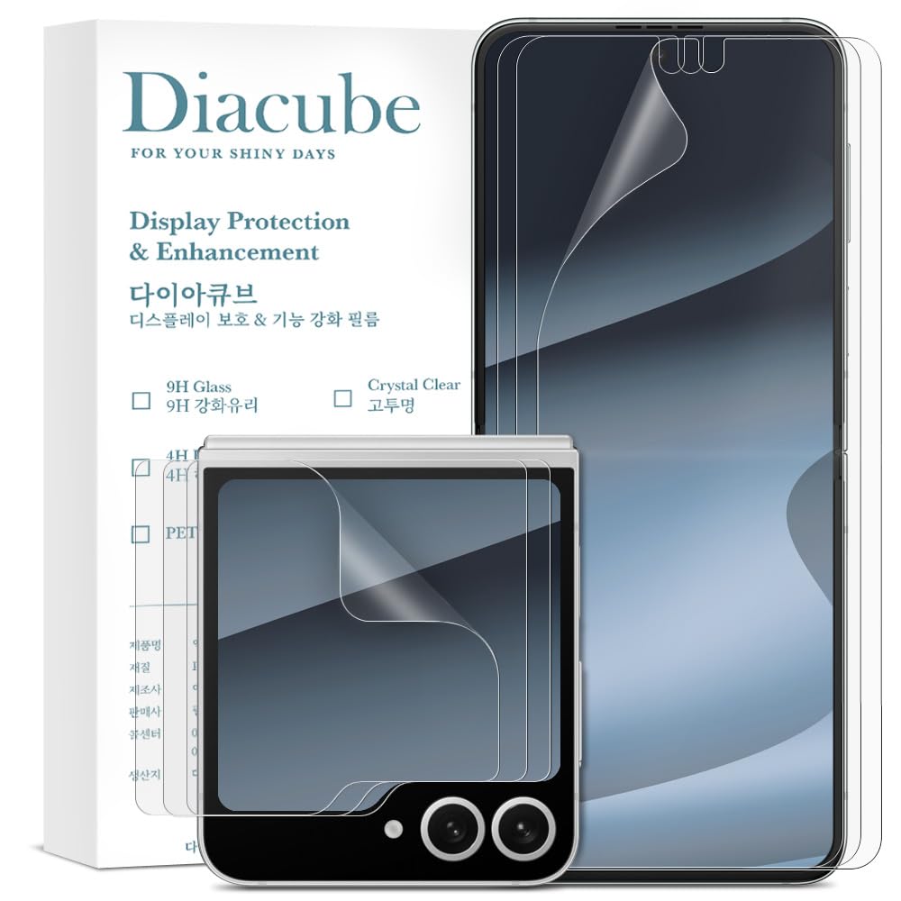Photo 1 of DIACUBE [3+3] Blue Light Filter Matte Screen Protector for Samsung Galaxy Z Flip 7 FE, 3 Pack Inside + 3 Pack Front, EPU+TPU Hybrid Film, Anti Glare, Anti Fingerprint, Self-Healing, Easy Installation with Alignment Jig