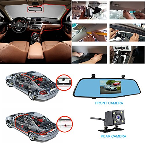 SENDOW Mirror Dash Camera 4.5 Inch IPS Touch Screen Full HD Resolution 6G Glass Lens with