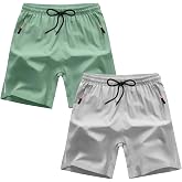 ANHDM Boys Shorts Quick Dry Athletic Running Shorts with Zipper Pockets