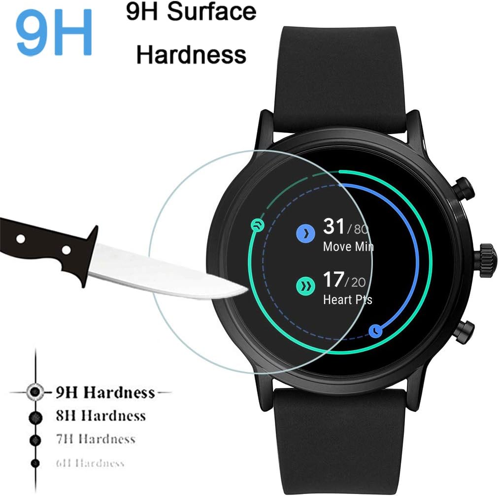 Youniker 4 Pack Compatible with Fossil Gen 5 Carlyle Screen Protector Tempered Glass for Fossil Men Gen 5 Carlyle HR Smartwatch Screen Protectors Cover 9H 0.3MM Anti-Scratch No Bubble - Image 5