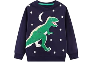 YAGATA Toddler Sweatshirt Boys Long Sleeve Shirts Casual Kids Cotton Graphic Fall Winter Pullover Tee Tops Blouse