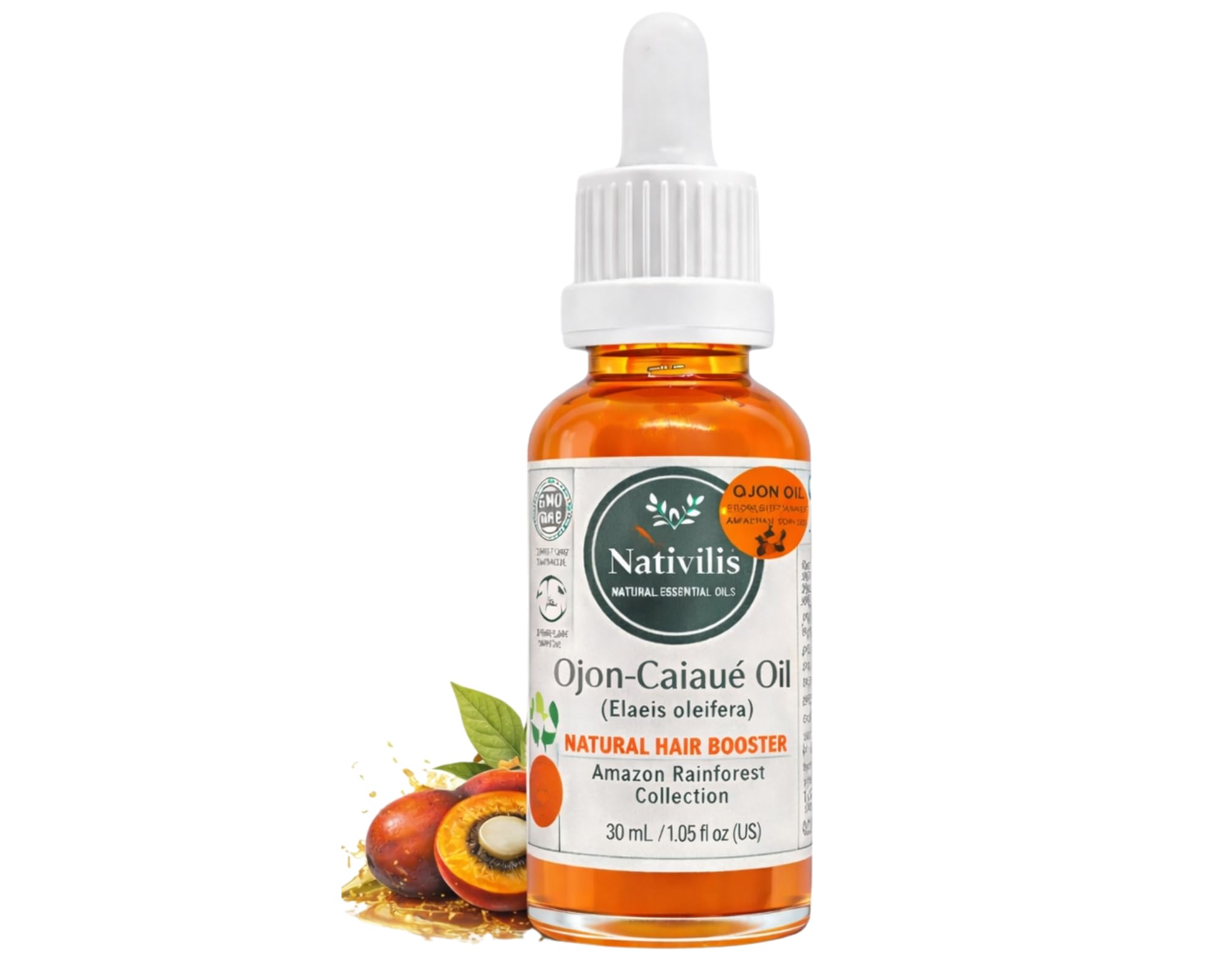 Nativilis Ojon Oil - Caiaue - (Elaeis oleifera) NATURAL HAIR SKIN BOOSTER Rainforest Virgin Oil - revitalizes hair growth volumize get tame frizz – Copaiba