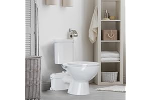 SIMPLE PROJECT Macerating Toilet For Basement, Upflush Toilet For Basement, Two Piece Macerator Toilet | 600w Macerator Pump With Ac Vent & 4 Water Inltes For Shower, Bathroom Sink, Laundry