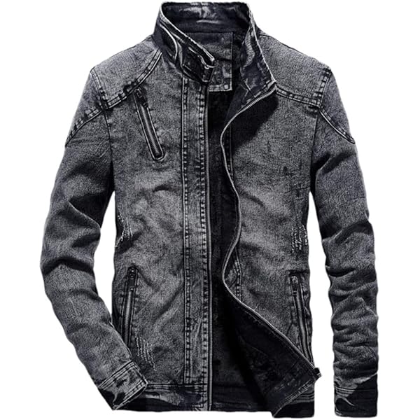 専用Leather Collar Zip-Up Denim Jacket Leather Collar Zip-Up Denim Jacket
